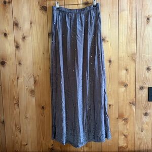 Chan Luu Gray Long Maxi Skirt w/Sequins